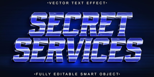 Vector de Servicios Secretos Azules Efecto de texto de objeto inteligente totalmente editable