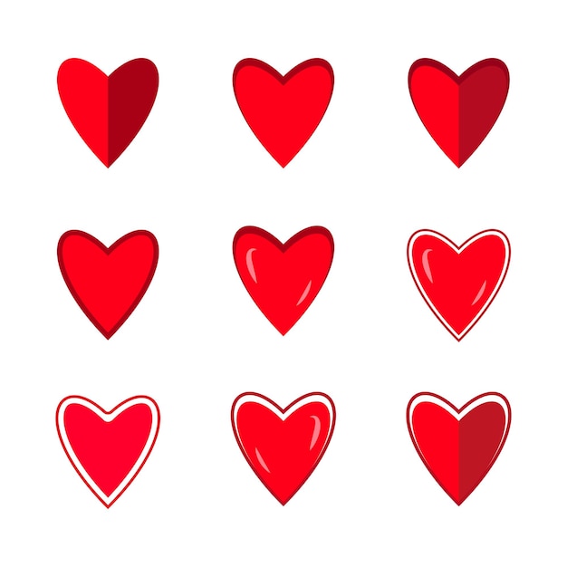 Vector set de corazón rojo amplificador elegantes elementos de diseño de amor