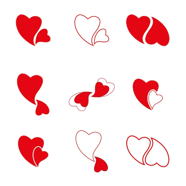 Vector set de corazón rojo amplificador elegantes elementos de diseño de amor