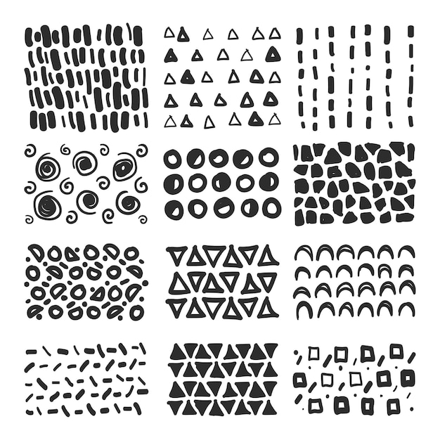 Vector set garabatos dibujados a mano con trazos de pincel