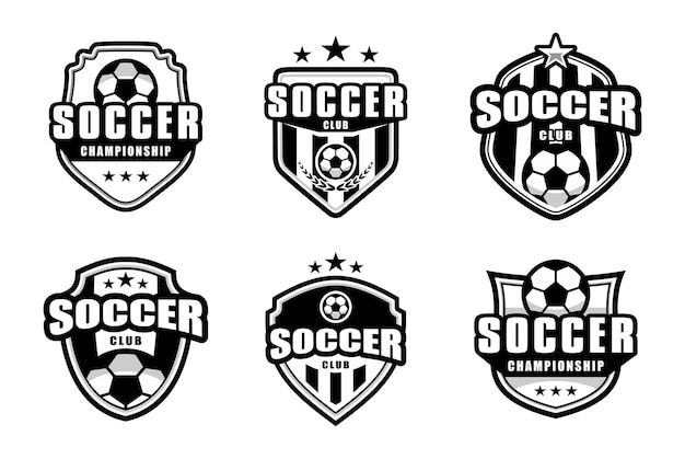 Vector set de logotipo del club de fútbol en blanco y negro