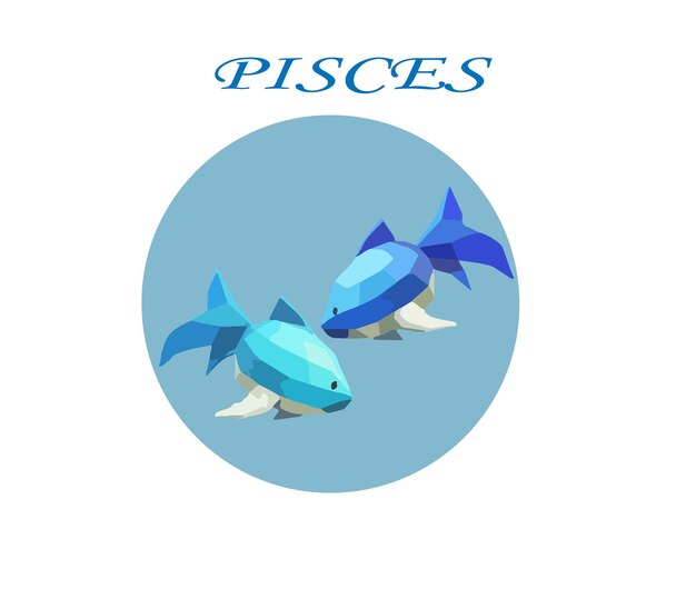 Vector de signo del horóscopo piscis en doce zodiaco