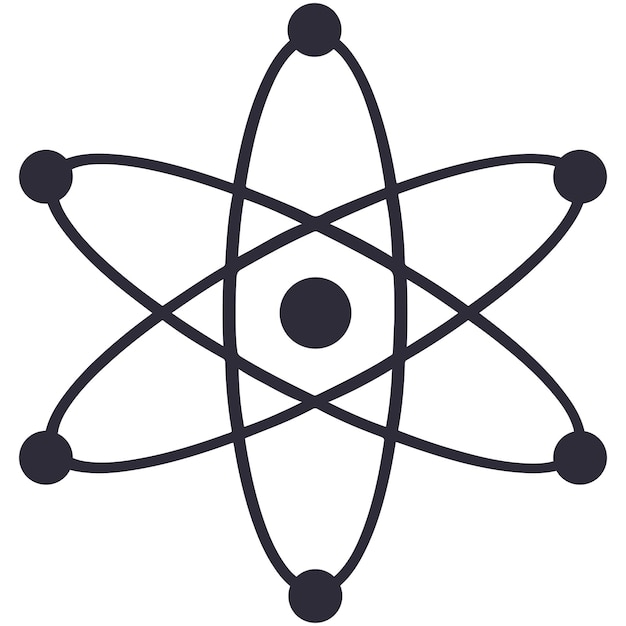 Vector de signo del icono de la molécula aislado en fondo blanco