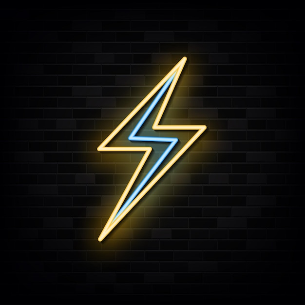 Vector de signo de neón de relámpago