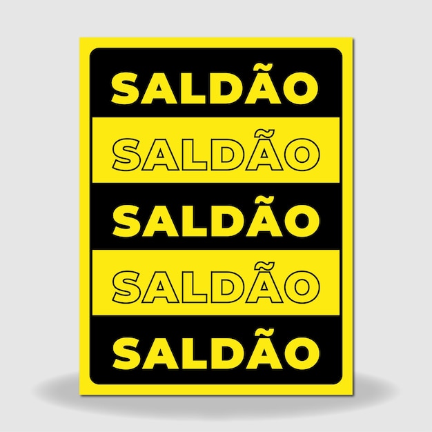 Vector vector de signo de saldo amarillo y negro en portugués