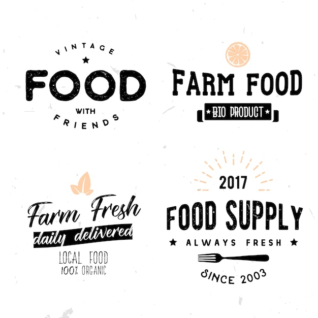 Vector de signos en estilo vintage en tema de comida