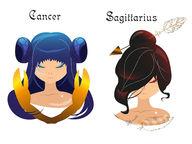 Vector signos del zodiaco clipart con chicas anime de los signos zodiacales Vector signos del zodiaco clipart con chicas anime