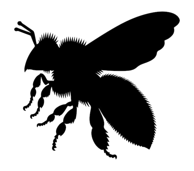 Vector de silueta de abeja sobre fondo blanco