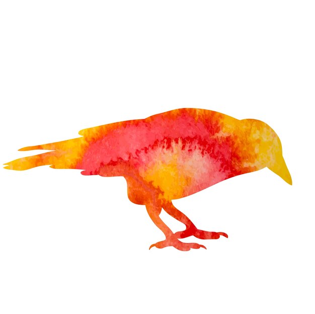 Vector silueta acuarela pájaro cuervo