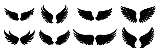 Vector de silueta de ala en un fondo blanco