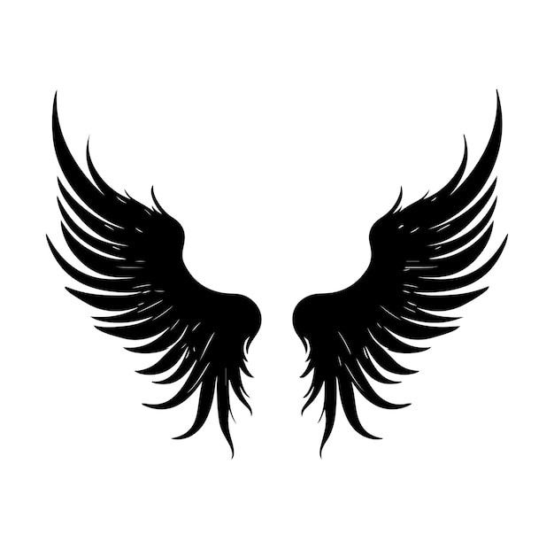 Vector de silueta de las alas sobre fondo blanco