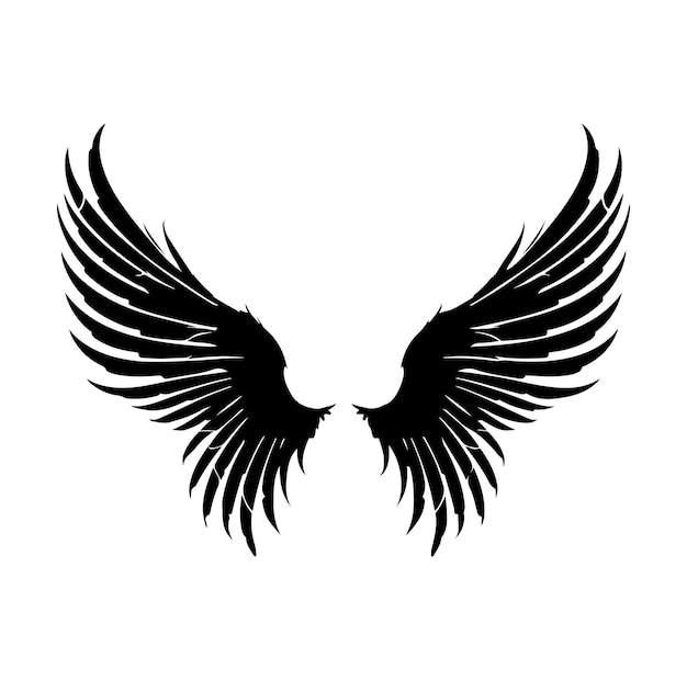 Vector de silueta de las alas sobre fondo blanco