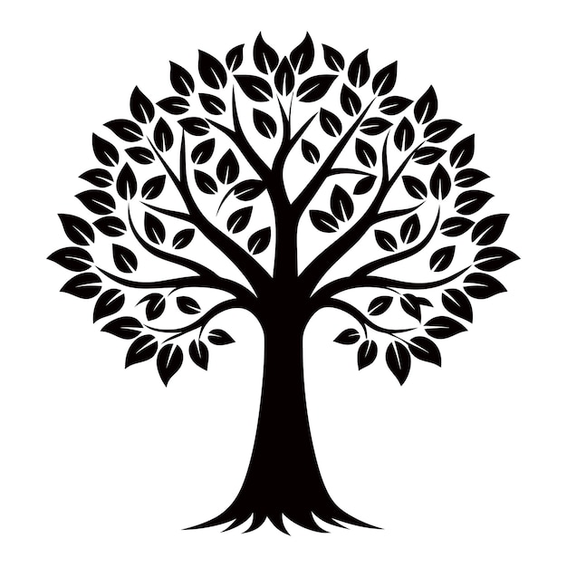 Vector de silueta de árbol genealógico dibujado a mano