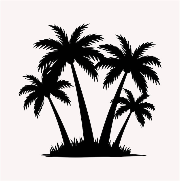 Vector de silueta de árbol de palma sobre un fondo blanco