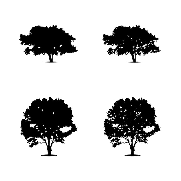 Vector vector de silueta de árbol. siluetas de árboles forestales aislados en negro sobre fondo blanco vector.