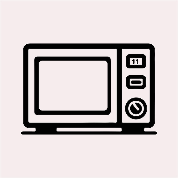 Vector de silueta de arte de línea de microondas sobre un fondo blanco