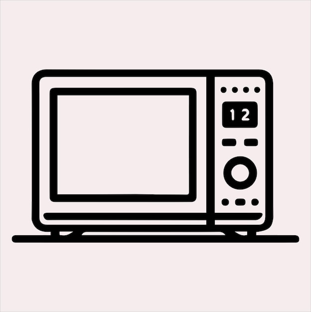 Vector de silueta de arte de línea de microondas sobre un fondo blanco