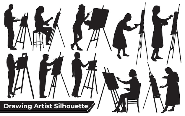 Vector de silueta de artista de dibujo