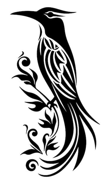 Vector de silueta de ave diseño de tatuaje de ave