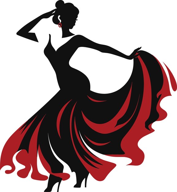 Vector de silueta de bailarina flamenca apasionada para actuaciones culturales