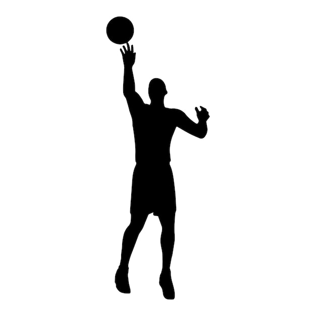 Vector vector de silueta de baloncesto aislado negro sobre fondo blanco