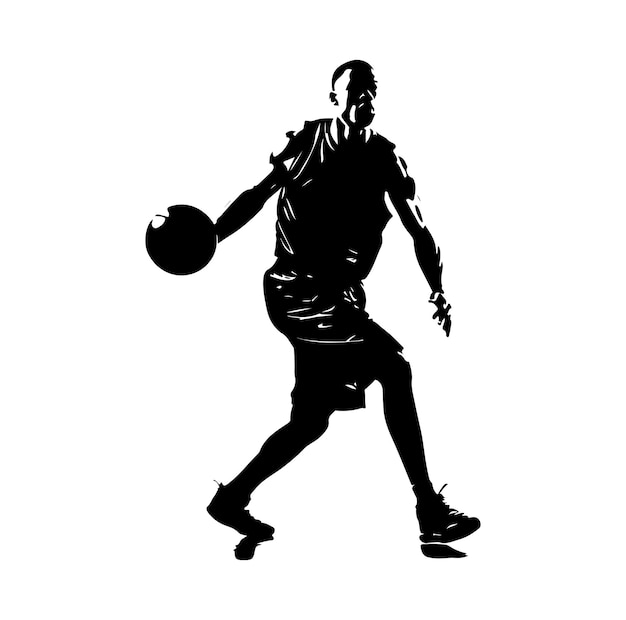 Vector de silueta de baloncesto sobre un fondo blanco