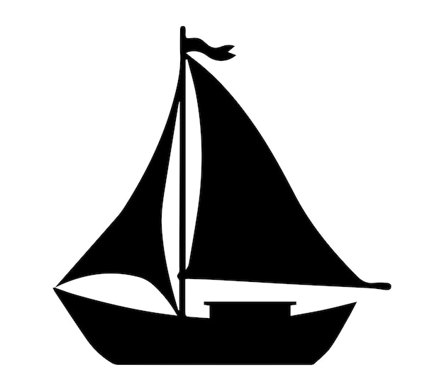 Vector de silueta de un barco sobre un fondo blanco