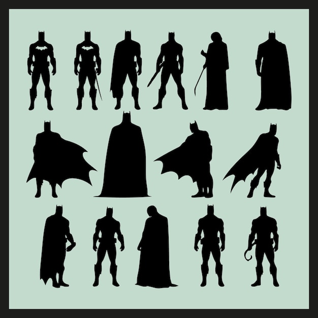 Vector vector de silueta de batman set negro