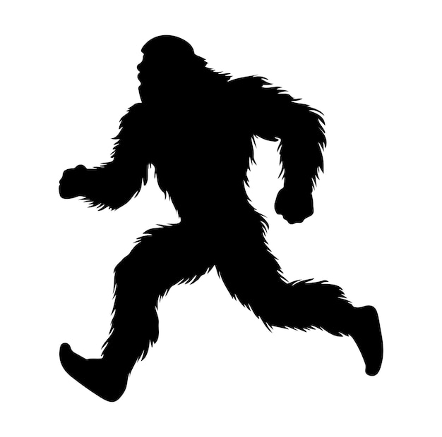 Vector de silueta de Bigfoot Yeti sobre fondo blanco