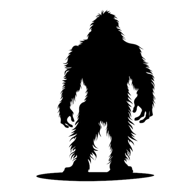 Vector de silueta de Bigfoot Yeti sobre fondo blanco