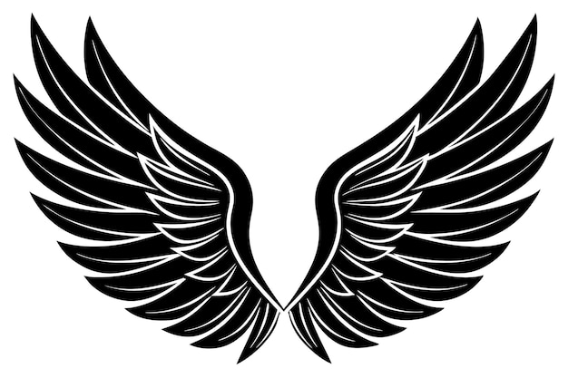 vector de silueta del boceto del ala de un pájaro