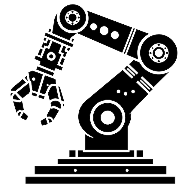Vector de silueta del brazo robótico mecánico