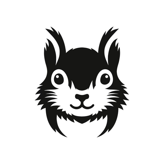 Vector de silueta de cabeza de ardilla sobre un fondo blanco
