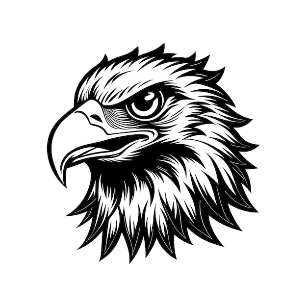 Vector de silueta de cabeza de buitre Ilustración detallada de aves de presa para diseños de vida silvestre y camisetas