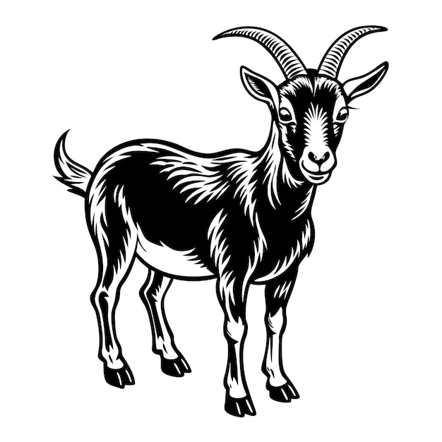 Vector de silueta de cabra con fondo blanco