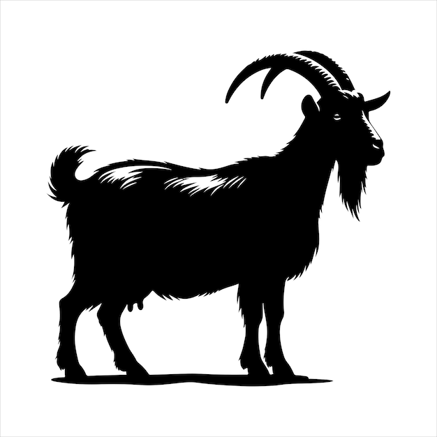 Vector de silueta de cabra de pie silueta de color negro 9