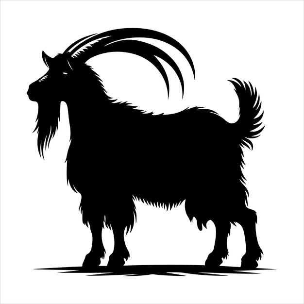 Vector de silueta de cabra de pie silueta de color negro