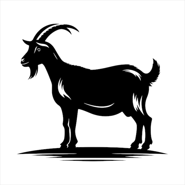 Vector de silueta de cabra de pie silueta de color negro