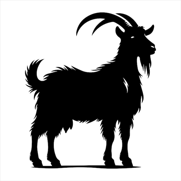 Vector de silueta de cabra de pie silueta de color negro