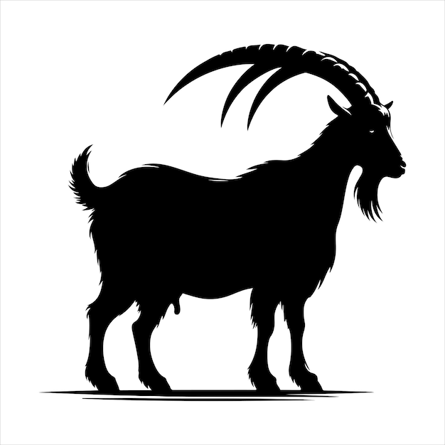Vector de silueta de cabra de pie silueta de color negro