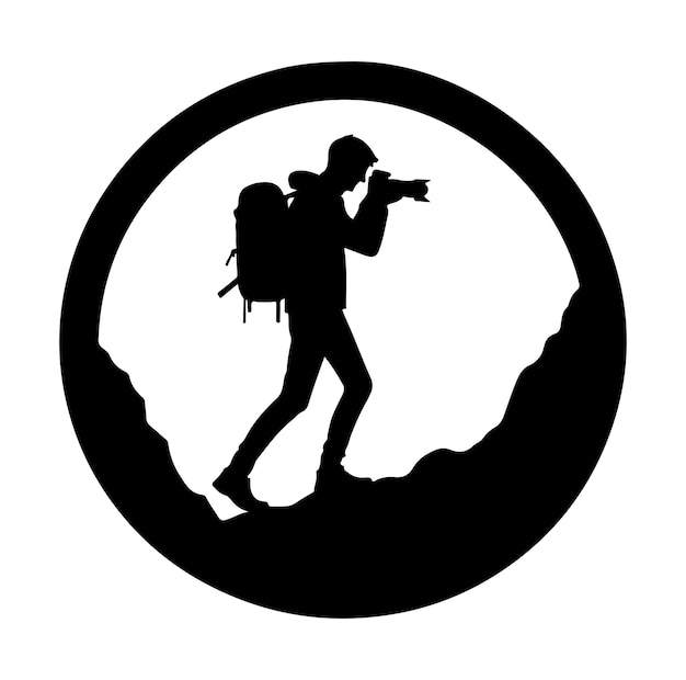 Vector de silueta de la cámara del fotógrafo hombre