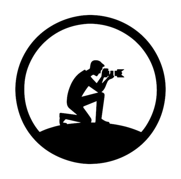 Vector de silueta de la cámara del fotógrafo hombre