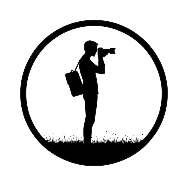Vector de silueta de la cámara del fotógrafo hombre