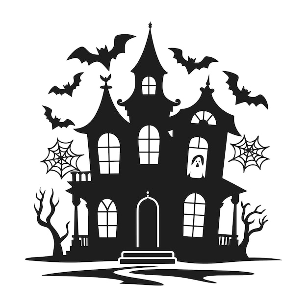 Un vector de silueta de casa embrujada para Halloween