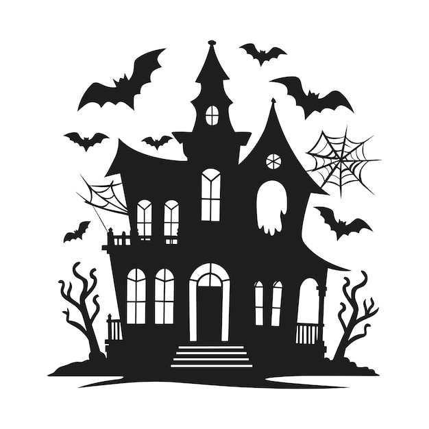 Un vector de silueta de casa embrujada para Halloween