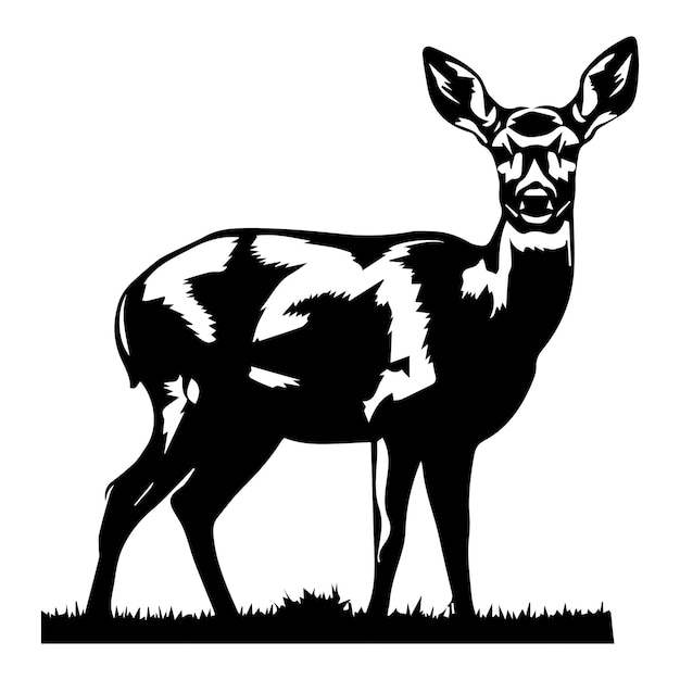 un vector de silueta de ciervo negro y blanco