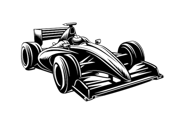 Vector de silueta de coche de carreras de Fórmula 1 con el poderoso simbolismo de un coche de carreres