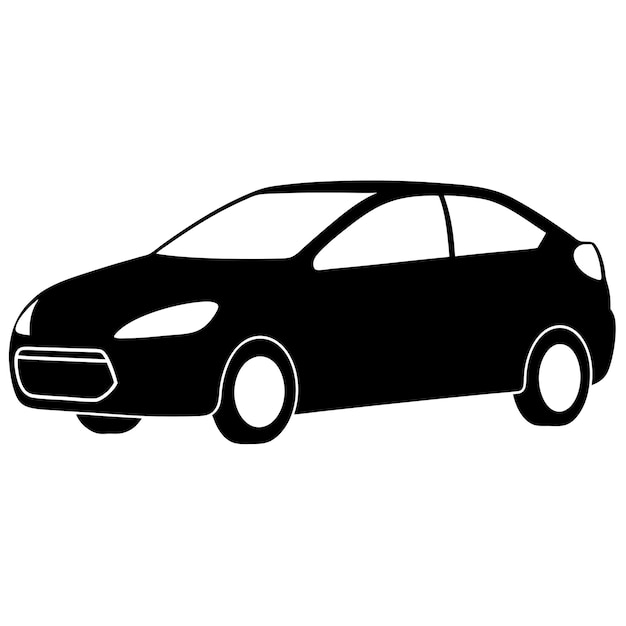 un vector de silueta de coche sobre un fondo blanco