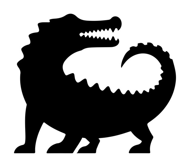 Vector de silueta de cocodrilo sobre un fondo blanco