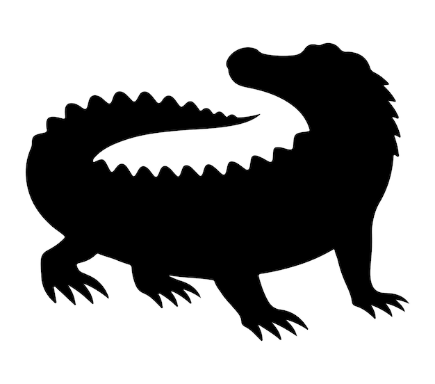 Vector de silueta de cocodrilo sobre un fondo blanco